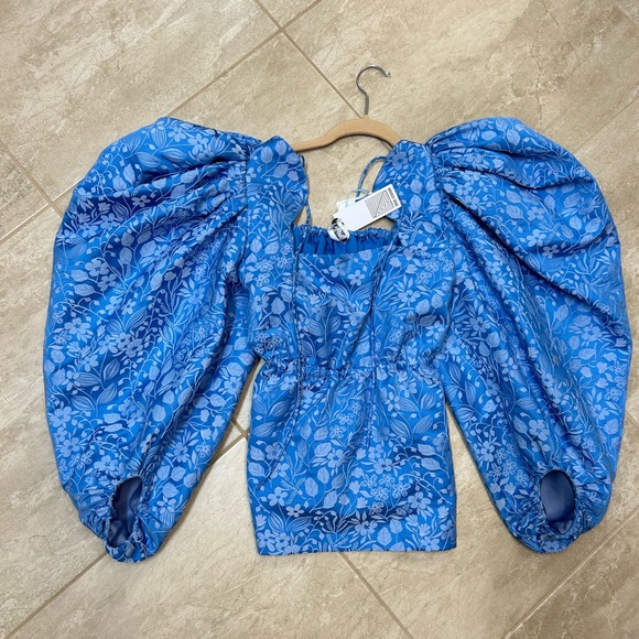 Rosie Assoulin Madame Butterfly floral jacquard top - Picture 3 of 7